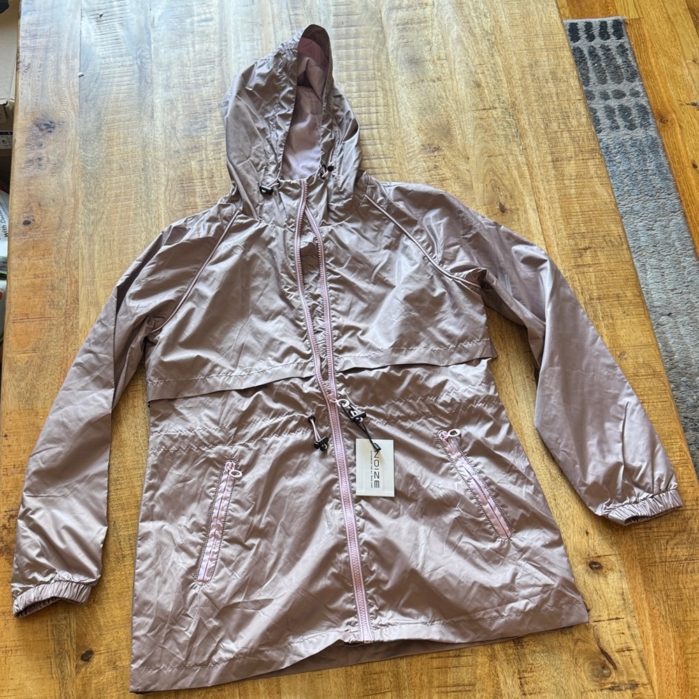 Noize Shiloh windbreaker rain Jacket coat in Mauve pink XS EXTRA SMALL NWT NEW